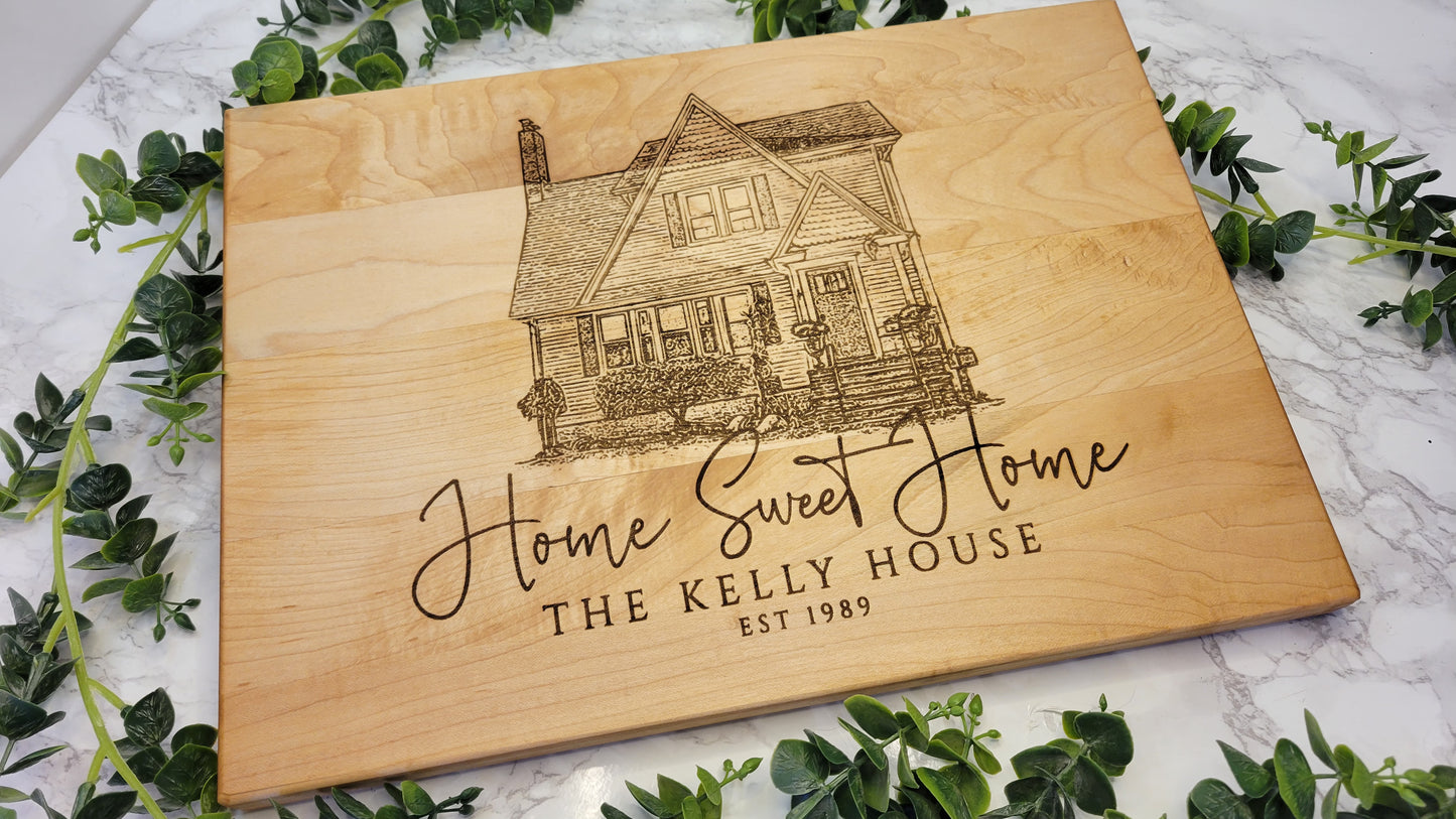 Personalized House Drawing | Realtor Closing Gift for Clients | Home Sweet Home Gift | Housewarming New House Gift Engraved Image from Photo - CCreations Woodworks