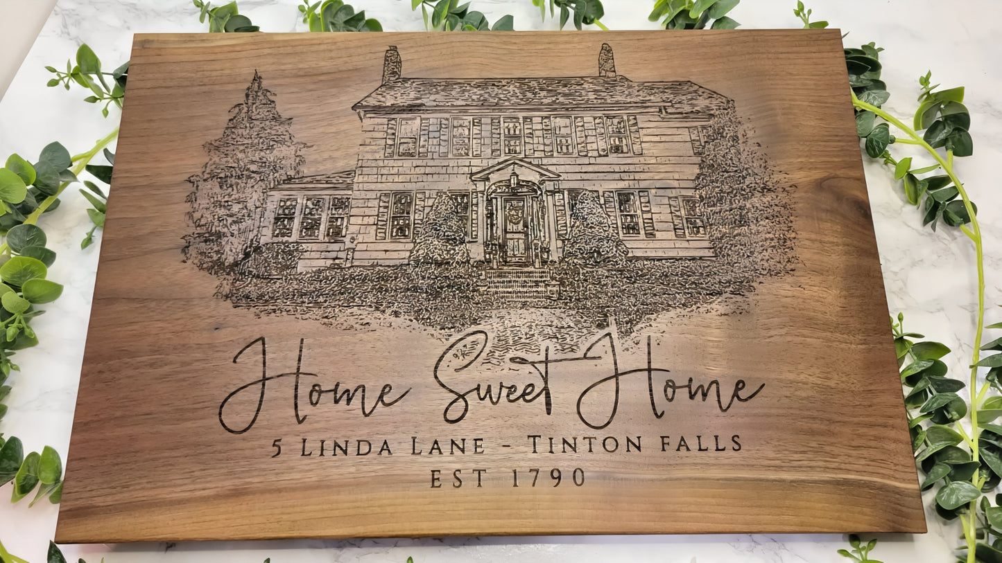 Custom House Portrait Engravings – Timeless Keepsakes for Your Home - CCreations Woodworks