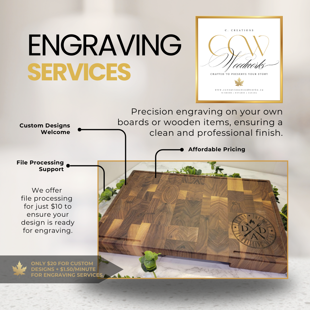 Only $20 for custom designs + $1.50/minute for engraving services.