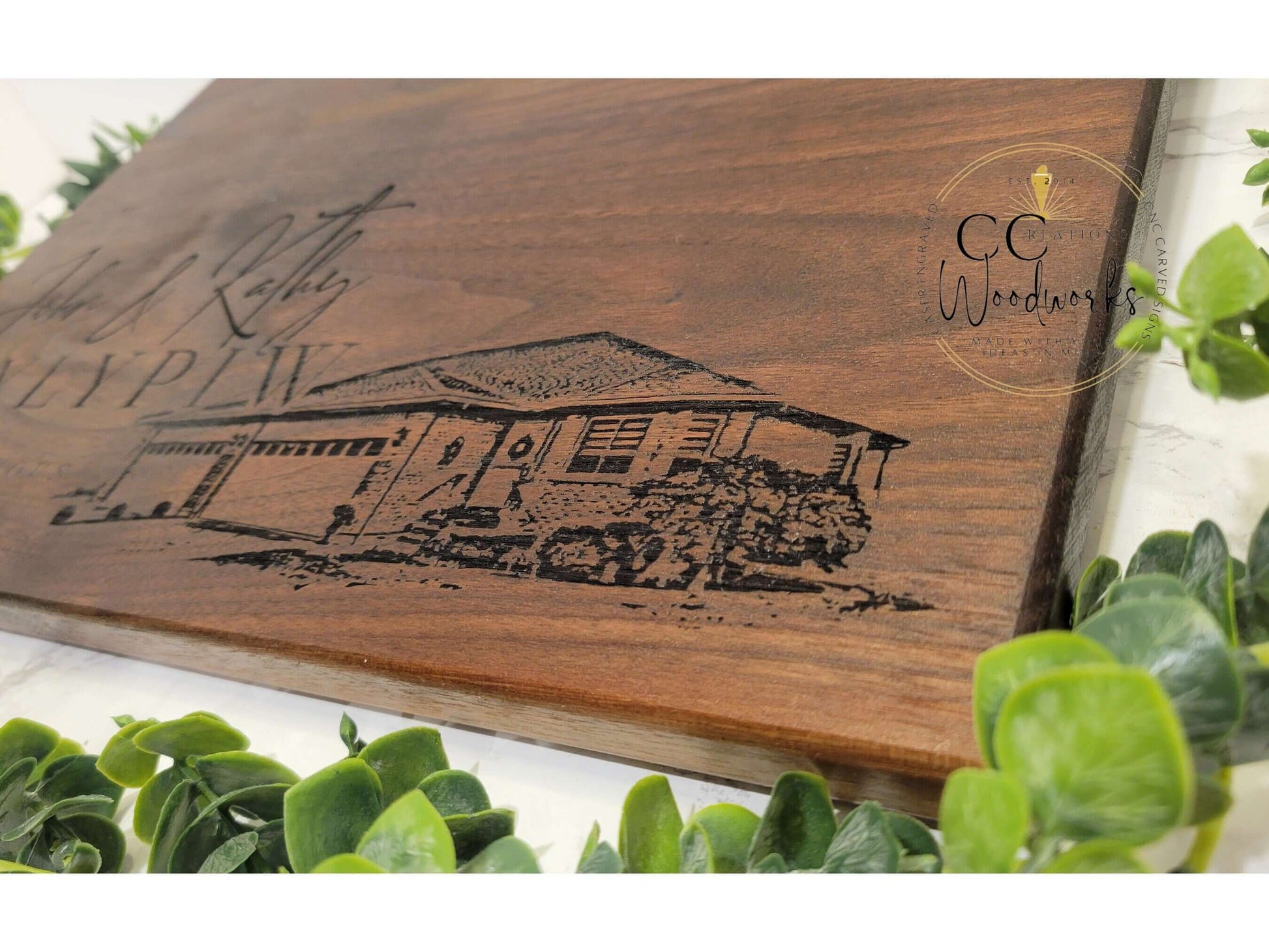 108 - Engraved House Portrait Charcuterie | Engraved Image Sketch Cutting Board | Realtor Closing Gift | Housewarming Gift