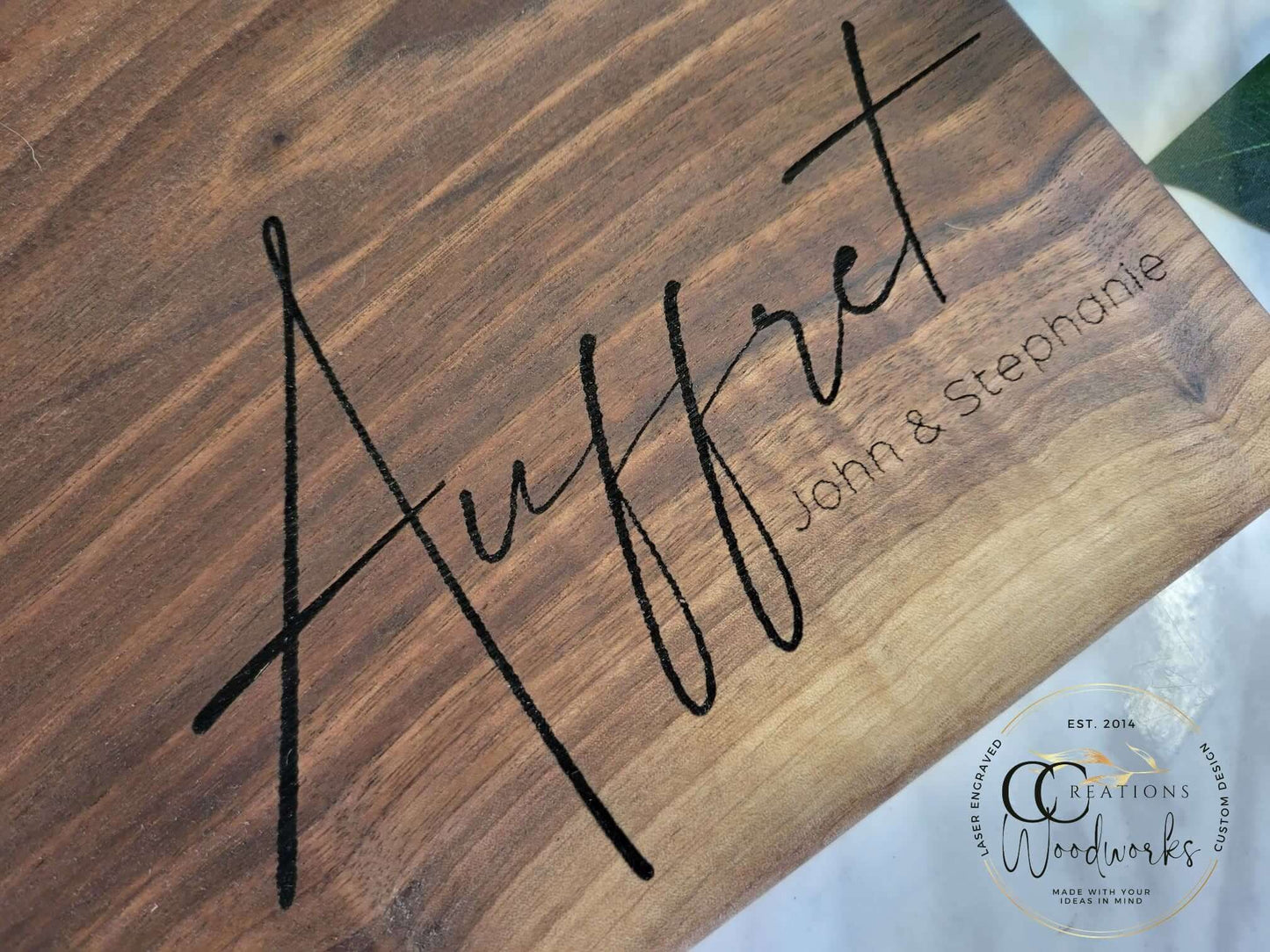 Family Name Script Engraved Charcuterie | Personalize Surname Cutting Board for any Occassion - CCreations Woodworks