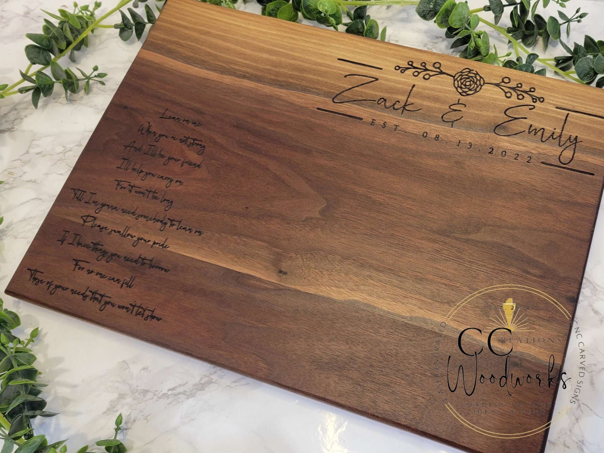 120 - Modern Artistic Love Song Engraved Charcuterie | Unique Present for your Spouse | Personalized Romantic Gifts