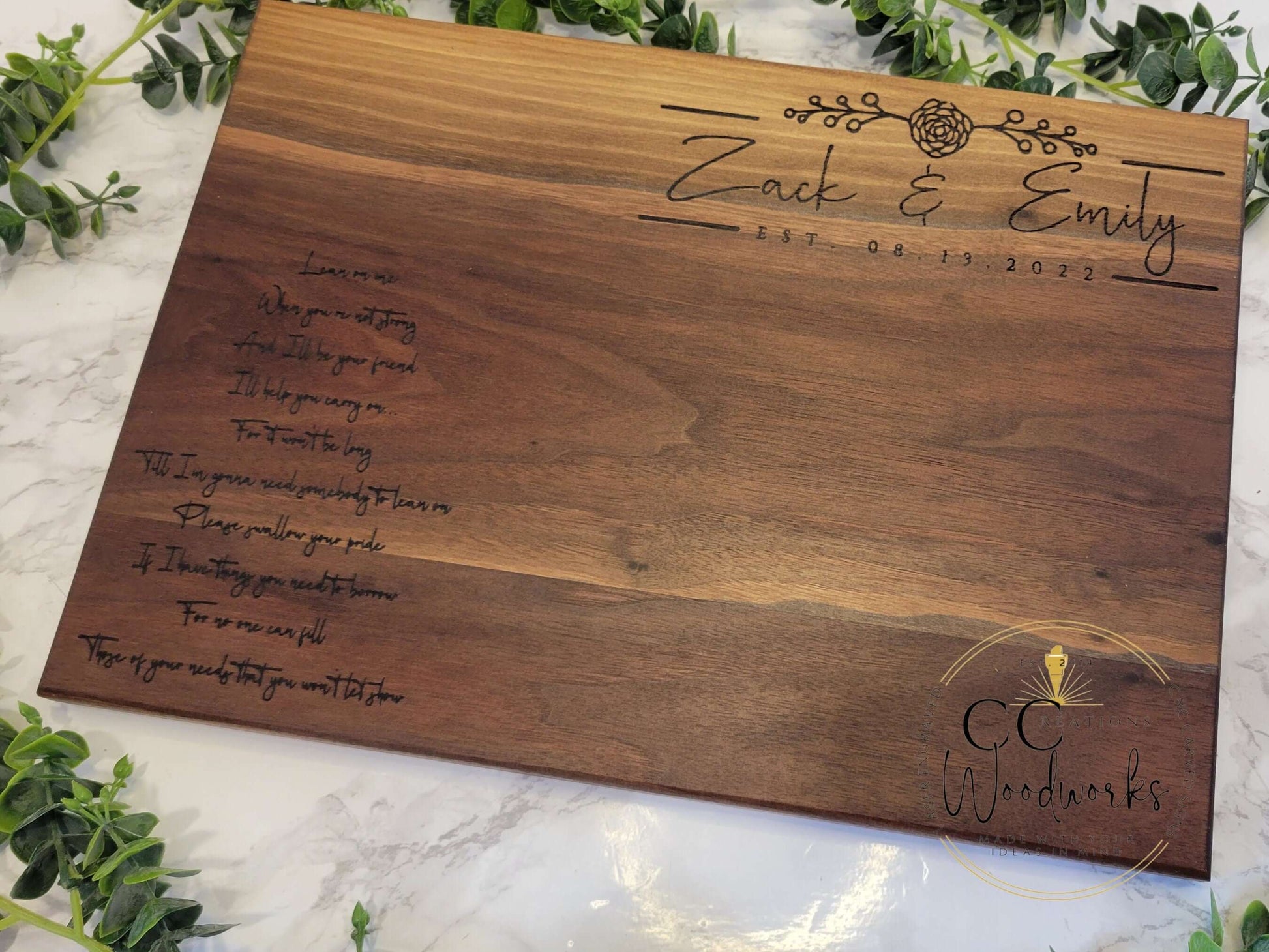 120 - Modern Artistic Love Song Engraved Charcuterie | Unique Present for your Spouse | Personalized Romantic Gifts