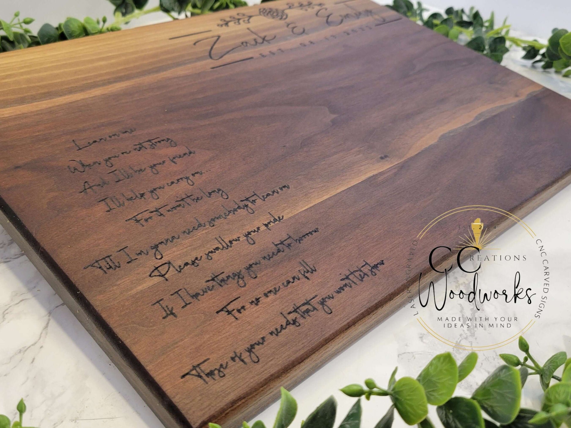 120 - Modern Artistic Love Song Engraved Charcuterie | Unique Present for your Spouse | Personalized Romantic Gifts